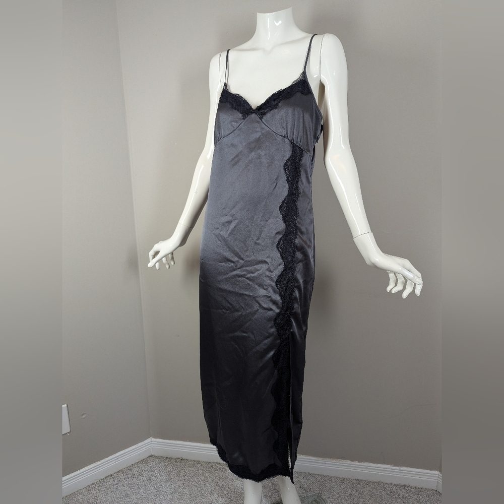 H&M Divided Satin Lace Slip Dress 90s Y2K Minimalist Midi Lingerie Style S